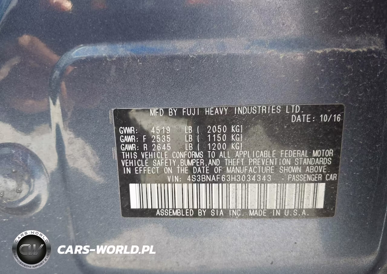 2017 Subaru Legacy 2.5I Premium VIN:4S3BNAF63H3034343 - 9