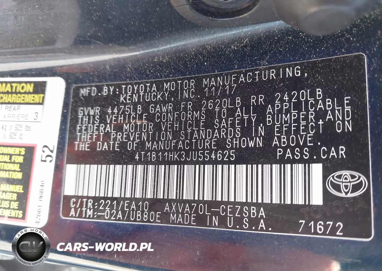 2018 Toyota Camry Se VIN:4T1B11HK3JU554625 - 9