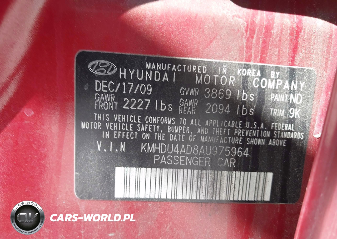 2010 Hyundai Elantra Gls VIN:KMHDU4AD8AU975964 - 9