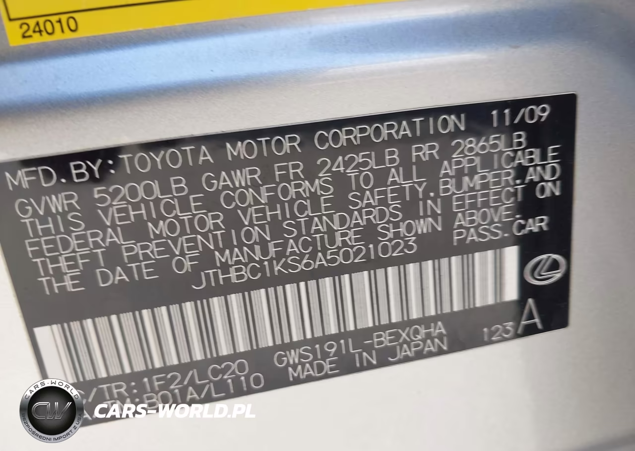 2010 Lexus Gs 450H VIN:JTHBC1KS6A5021023 - 9