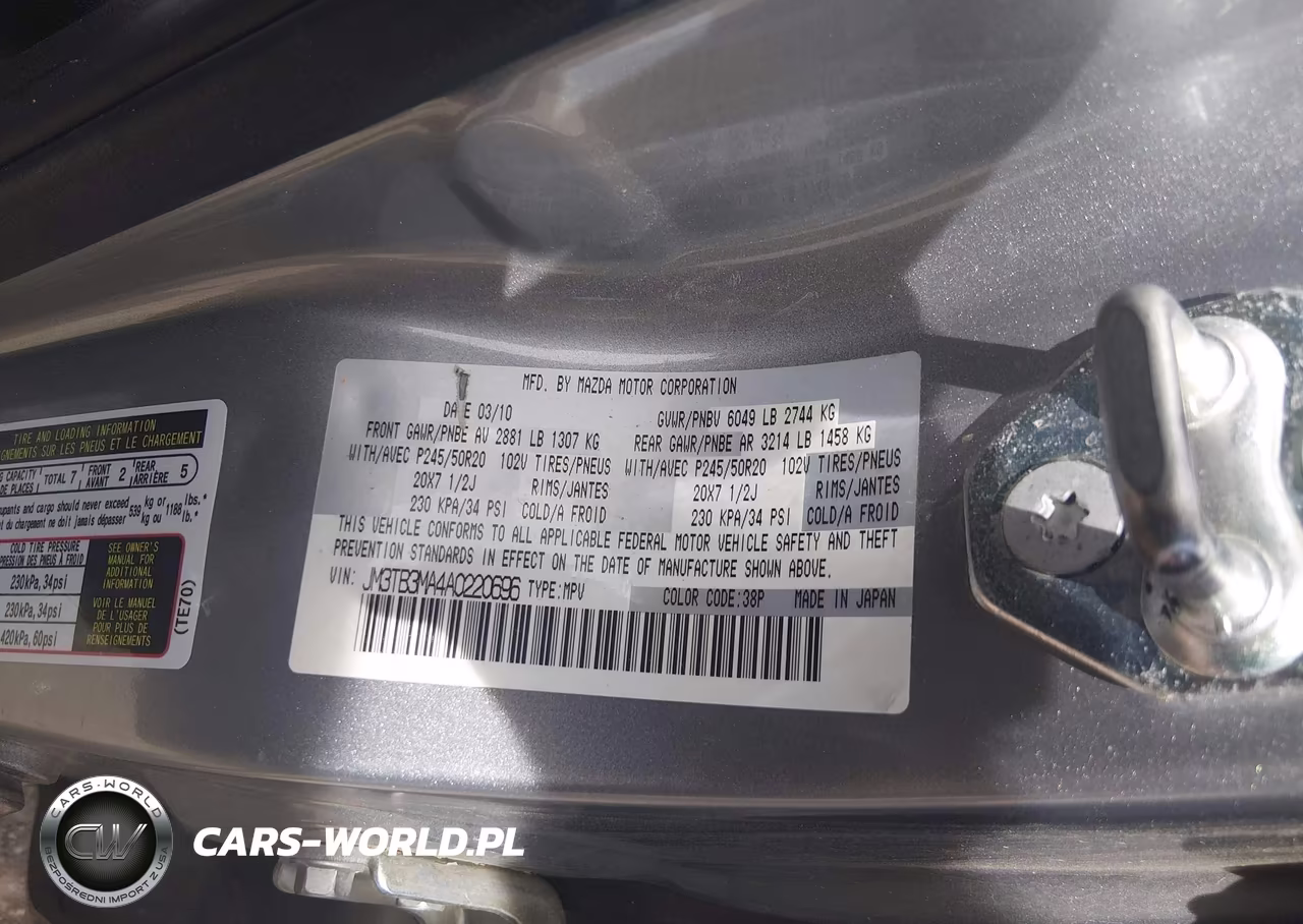 2010 Mazda Cx-9 Grand Touring VIN:JM3TB3MA4A0220696 - 9