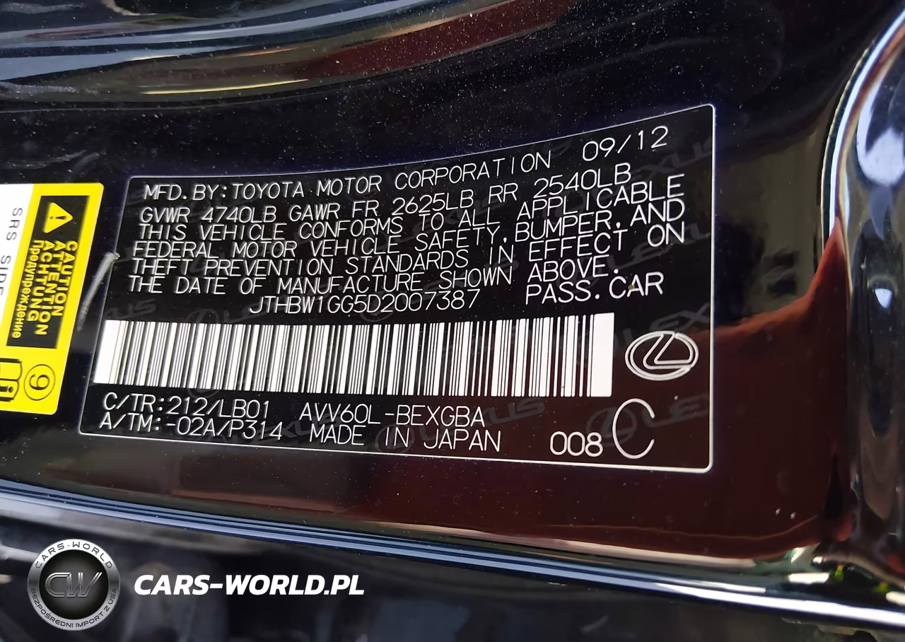 2013 Lexus Es 300H VIN:JTHBW1GG5D2007387 - 9