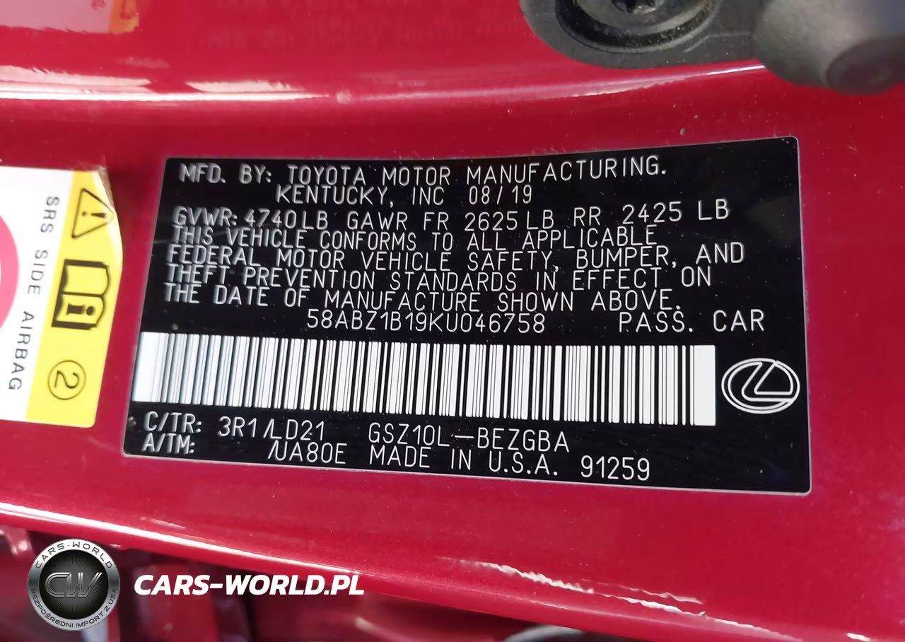 2019 Lexus Es 350 VIN:58ABZ1B19KU046758 - 9