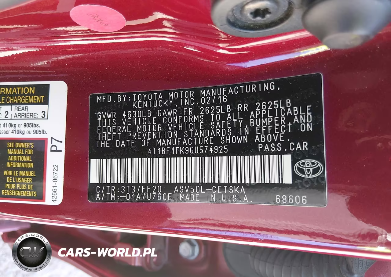 2016 Toyota Camry Se VIN:4T1BF1FK9GU574925 - 9