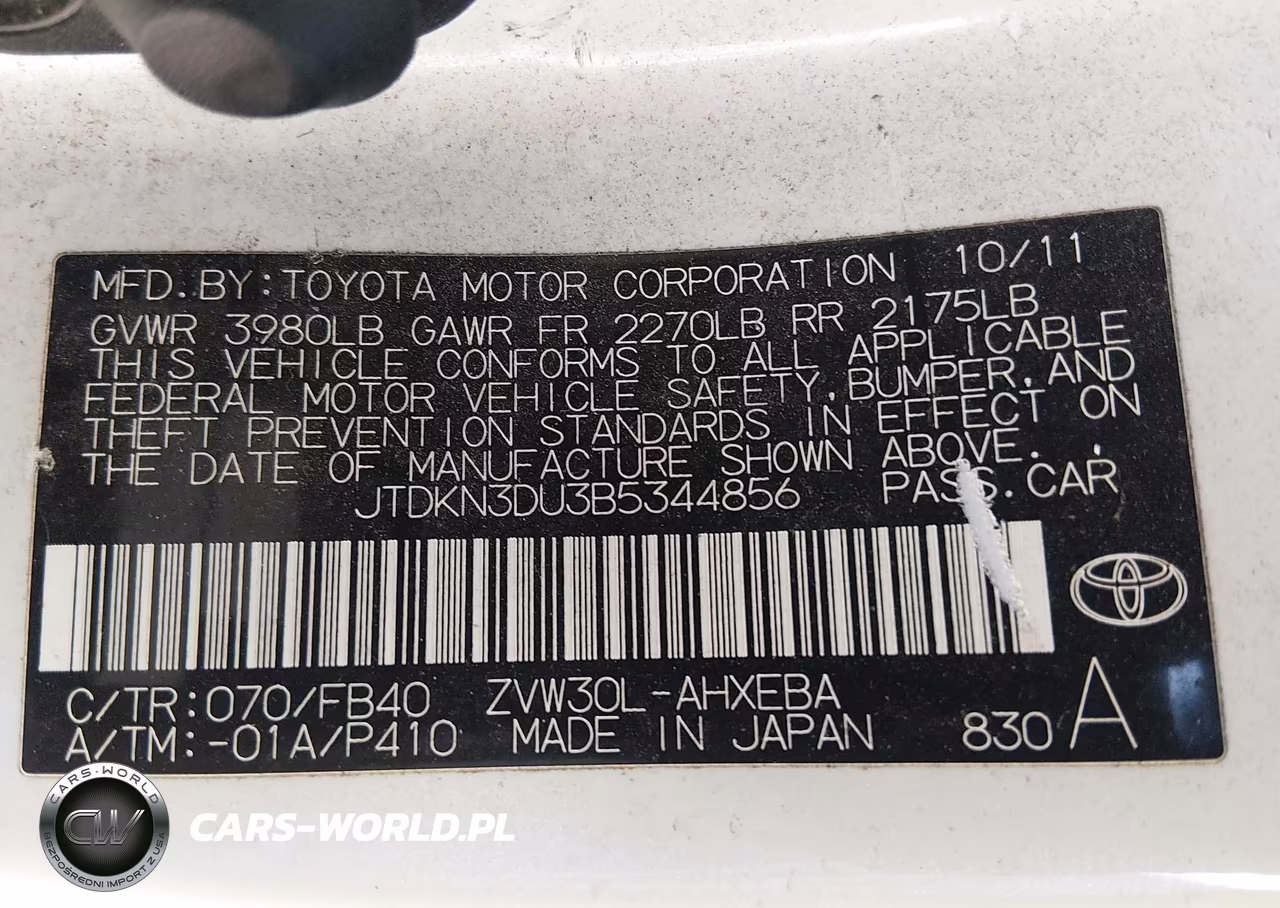 2011 Toyota Prius Two VIN:JTDKN3DU3B5344856 - 9