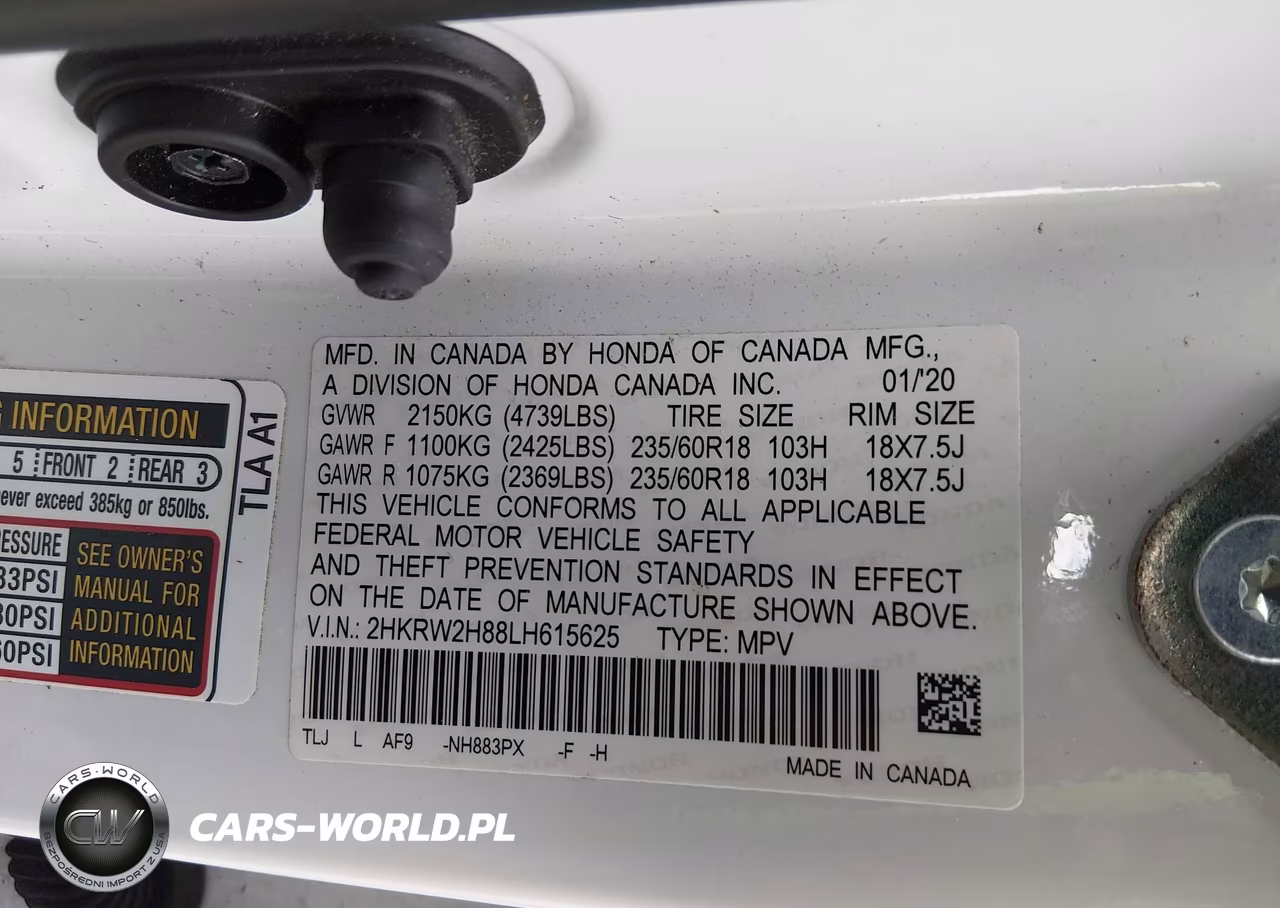 2020 Honda Cr-V Awd Ex-L VIN:2HKRW2H88LH615625 - 9