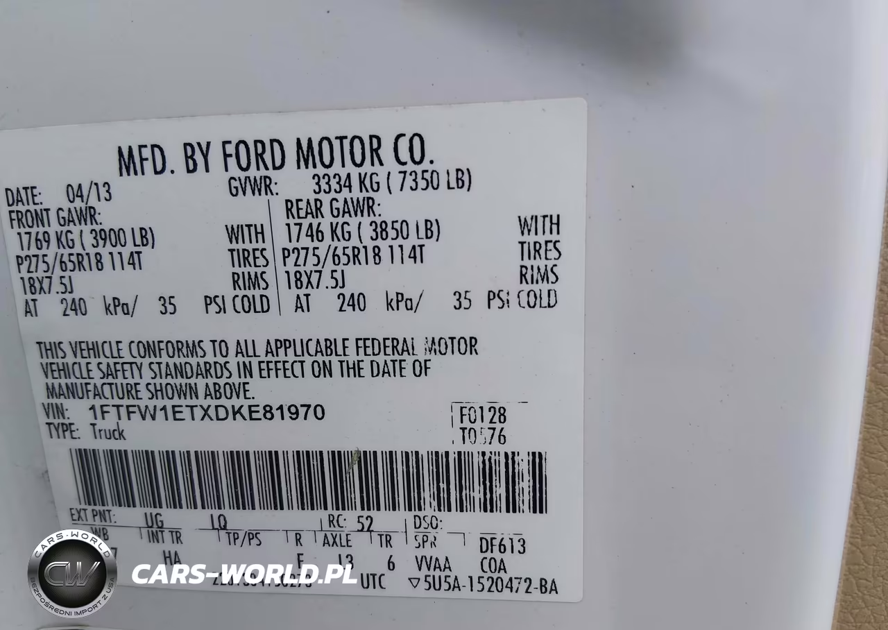 2013 Ford F-150 Lariat VIN:1FTFW1ETXDKE81970 - 9