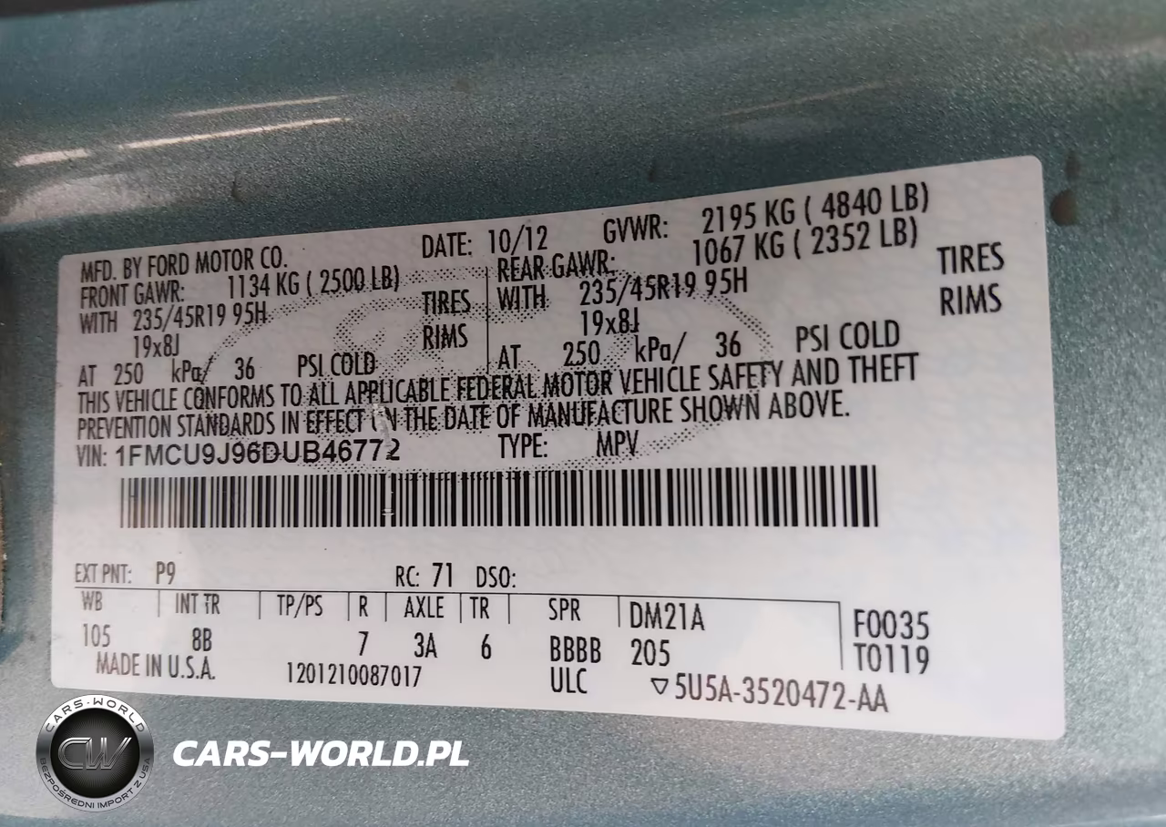 2013 Ford Escape Titanium VIN:1FMCU9J96DUB46772 - 9