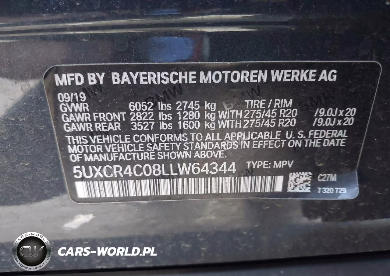 2020 BMW X5 Sdrive40I VIN:5UXCR4C08LLW64344 - 9