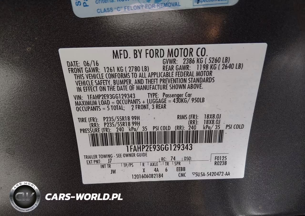 2016 Ford Taurus Sel VIN:1FAHP2E93GG129343 - 9