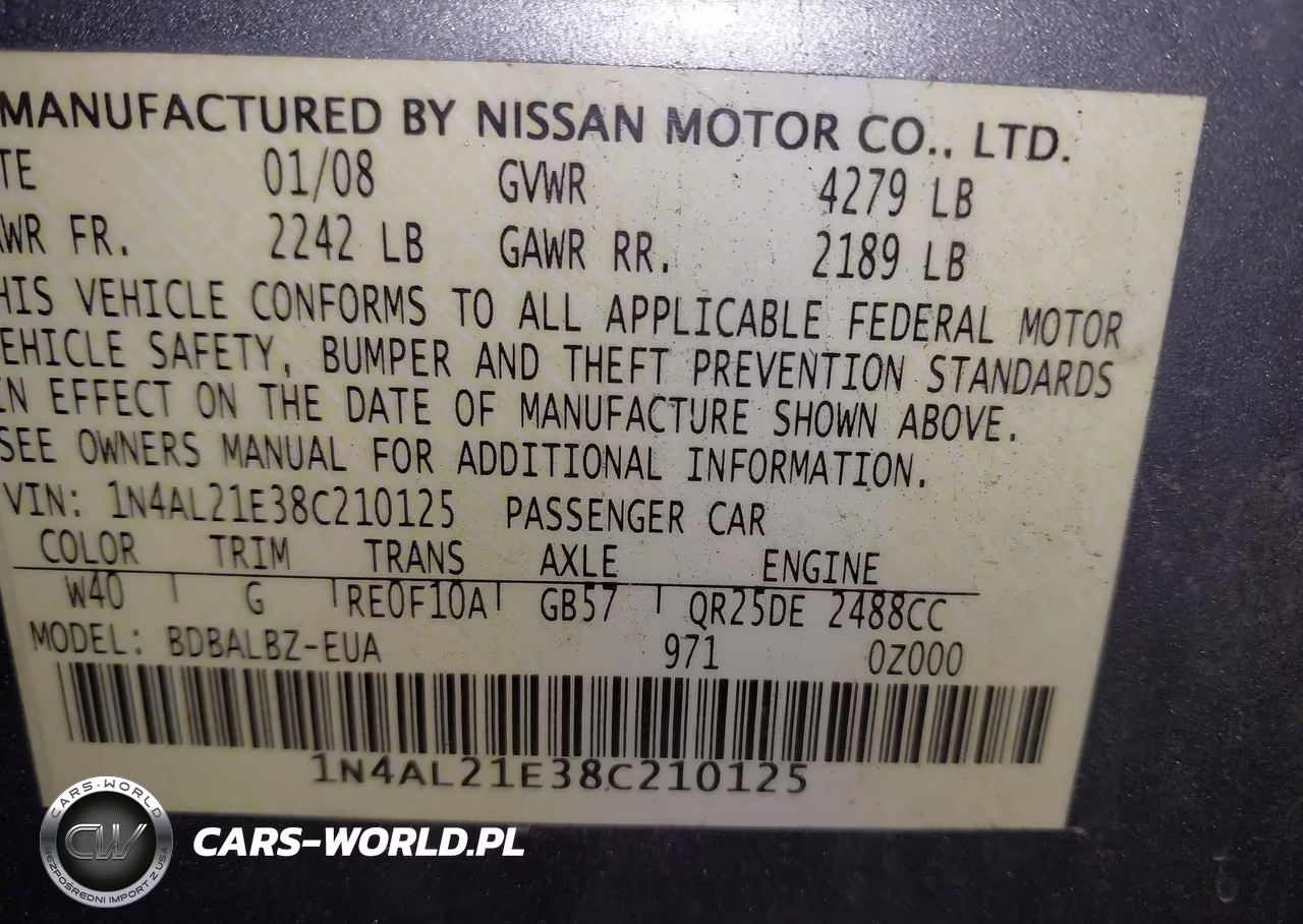 2008 Nissan Altima 2.5 S VIN:1N4AL21E38C210125 - 9