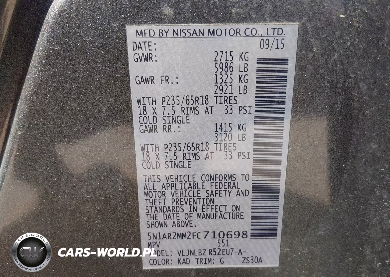 2015 Nissan Pathfinder S VIN:5N1AR2MM2FC710698 - 9