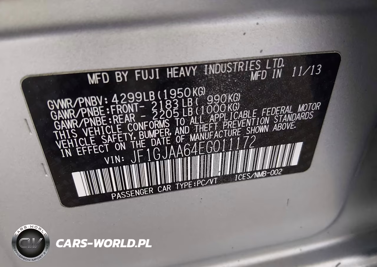 2014 SUBARU IMPREZA 2.0I VIN:JF1GJAA64EG011172 - 9