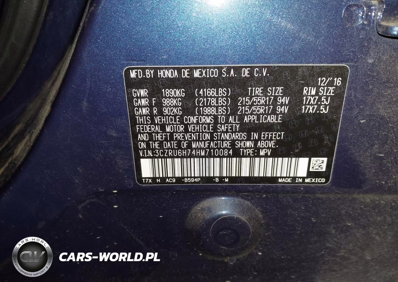 2017 Honda Hr-V Ex-L VIN:3CZRU6H74HM710084 - 9