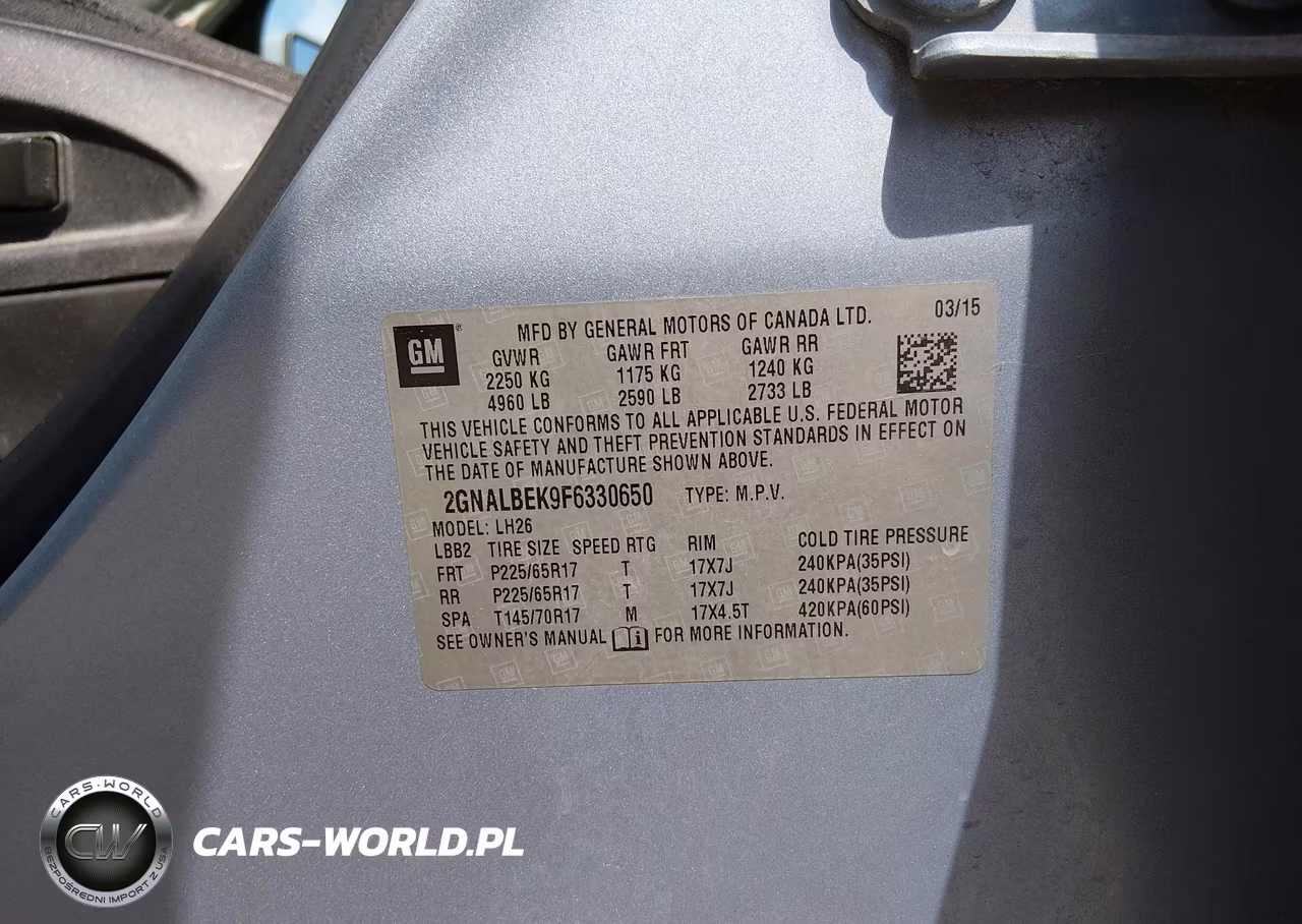 2015 Chevrolet Equinox 1Lt VIN:2GNALBEK9F6330650 - 9