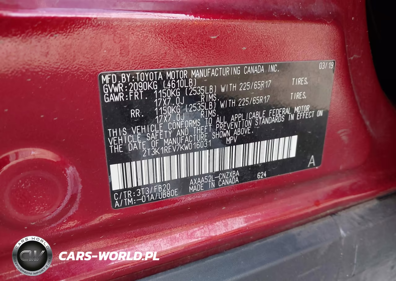 2019 Toyota Rav4 Le VIN:2T3K1RFV7KW016031 - 9