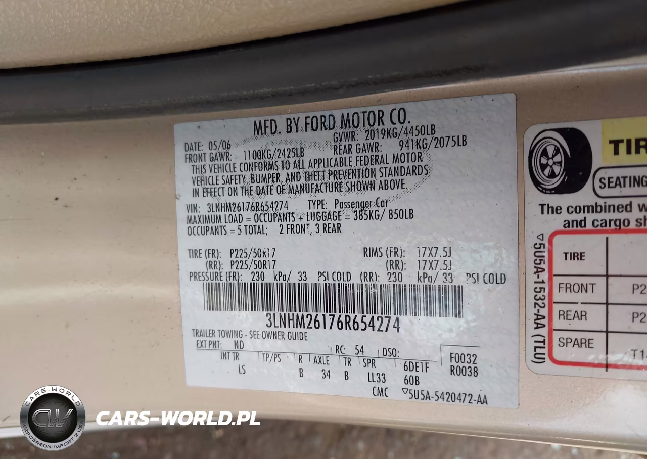 2006 Lincoln Zephyr VIN:3LNHM26176R654274 - 9