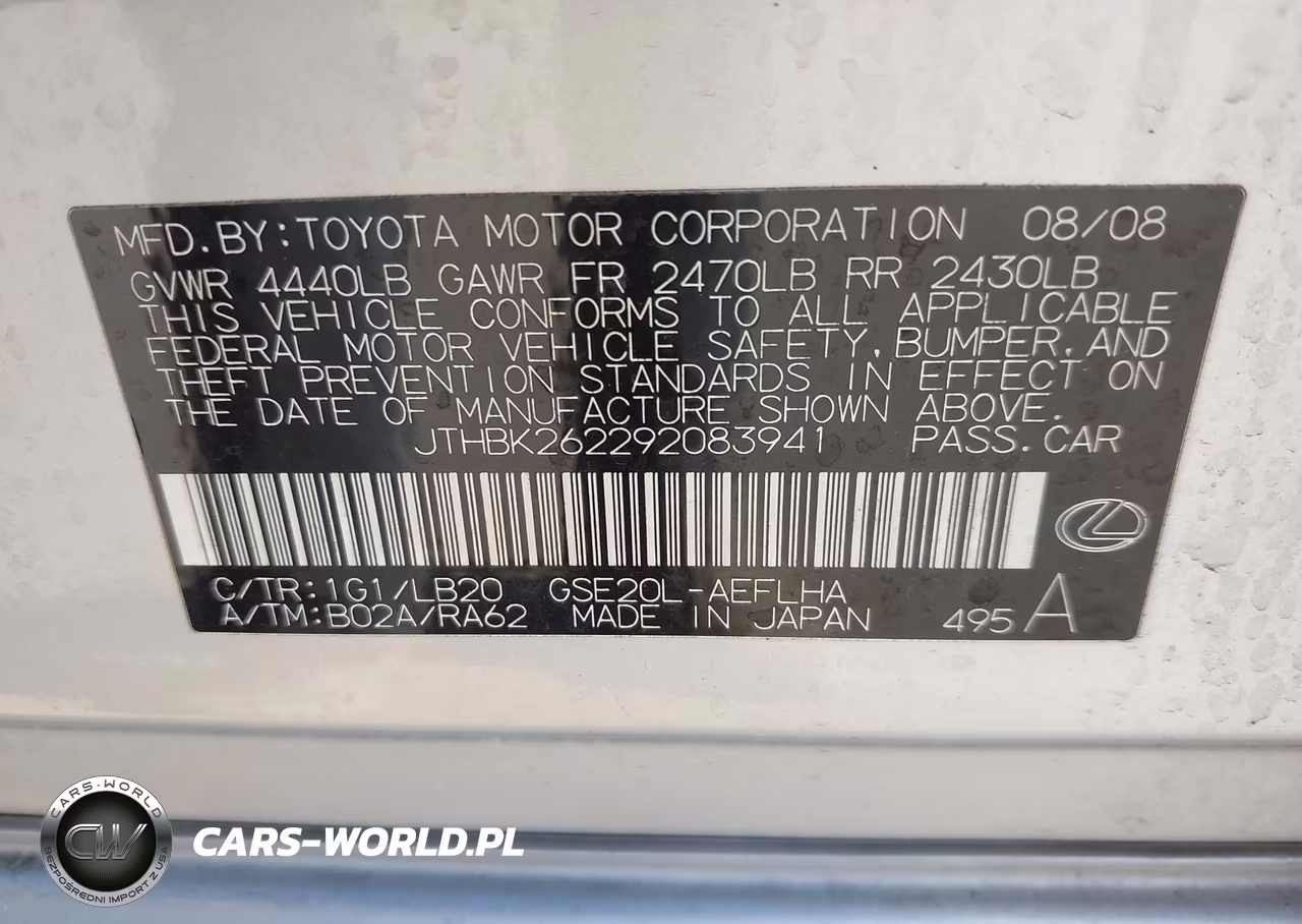 2009 Lexus Is 250 VIN:JTHBK262292083941 - 9