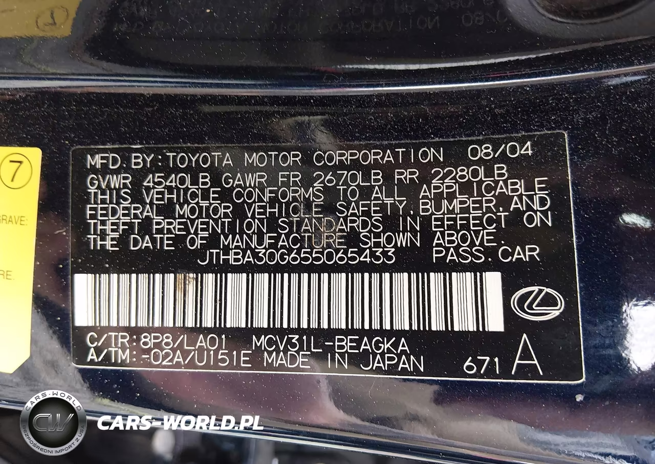 2005 Lexus Es 330 VIN:JTHBA30G655065433 - 9