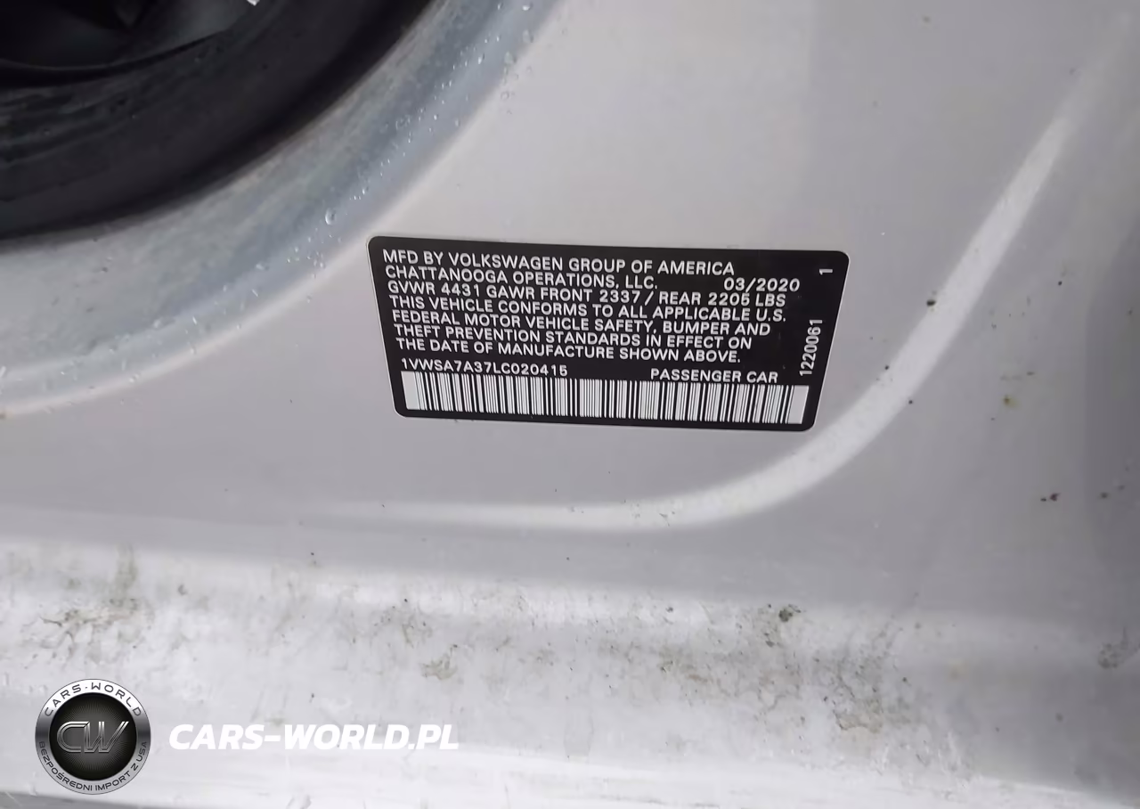 2020 Volkswagen Passat 2.0T Se VIN:1VWSA7A37LC020415 - 9