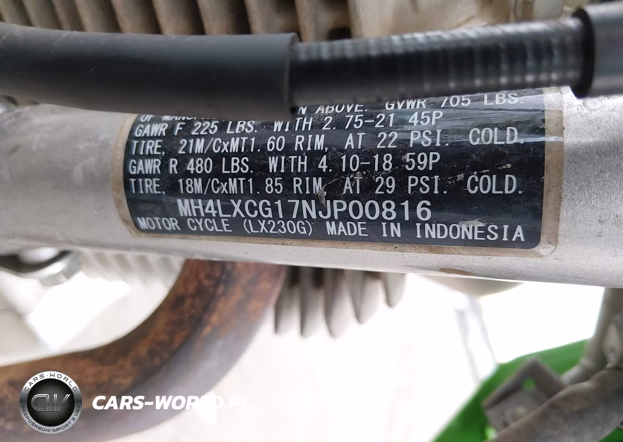 2022 Kawasaki Klx230 G VIN:MH4LXCG17NJP00816 - 10