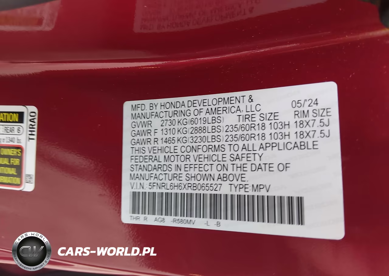 2024 Honda Odyssey Ex-L VIN:5FNRL6H6XRB065527 - 9