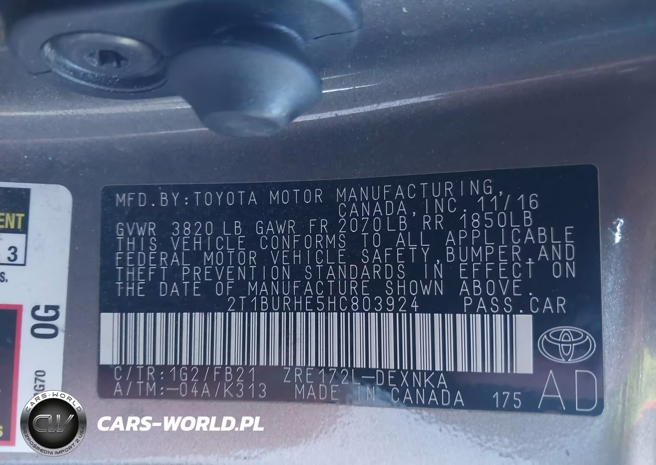 2017 Toyota Corolla Le VIN:2T1BURHE5HC803924 - 9