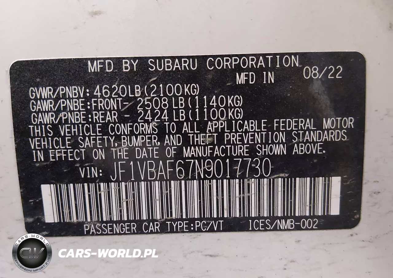 2022 Subaru Wrx Premium VIN:JF1VBAF67N9017730 - 9
