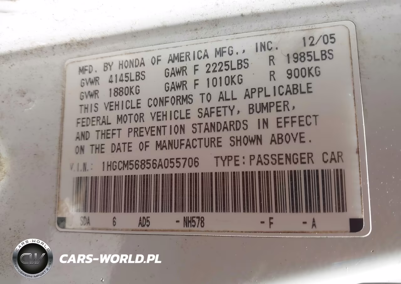 2006 Honda Accord 2.4 Ex VIN:1HGCM56856A055706 - 9