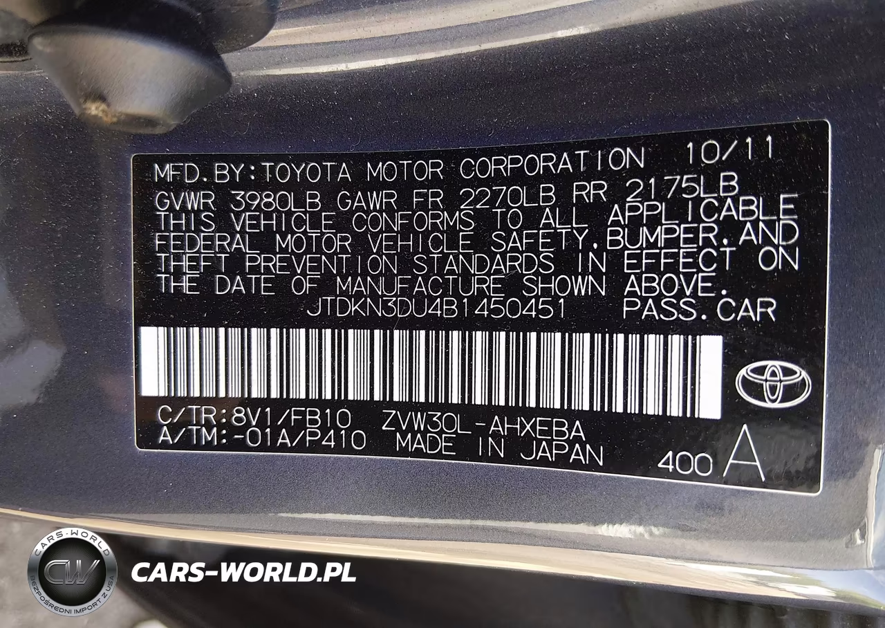 2011 Toyota Prius Three VIN:JTDKN3DU4B1450451 - 9