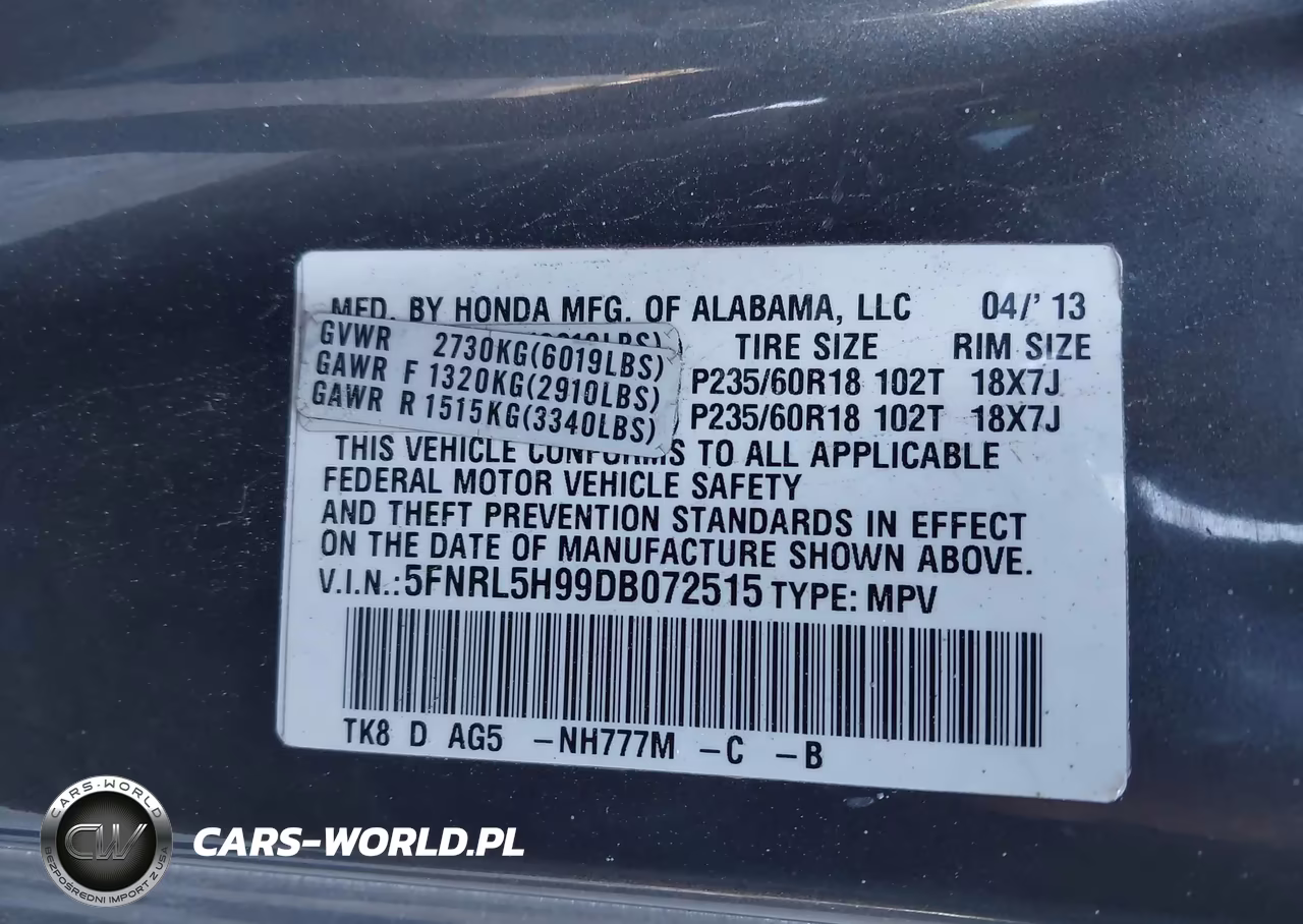 2013 Honda Odyssey Touring-Touring Elite VIN:5FNRL5H99DB072515 - 9