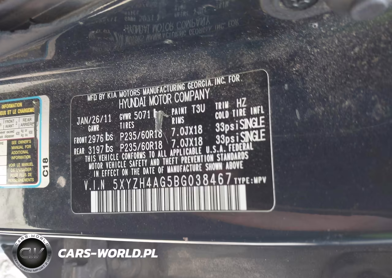 2011 Hyundai Santa Fe Se VIN:5XYZH4AG5BG038467 - 9