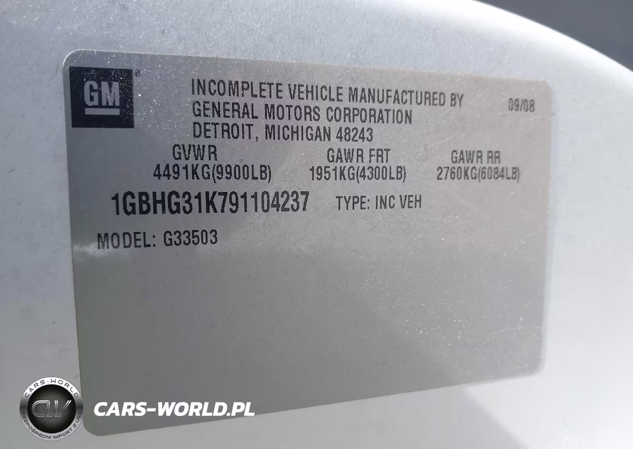 2009 Chevrolet Express Cutaway Work Van VIN:1GBHG31K791104237 - 8