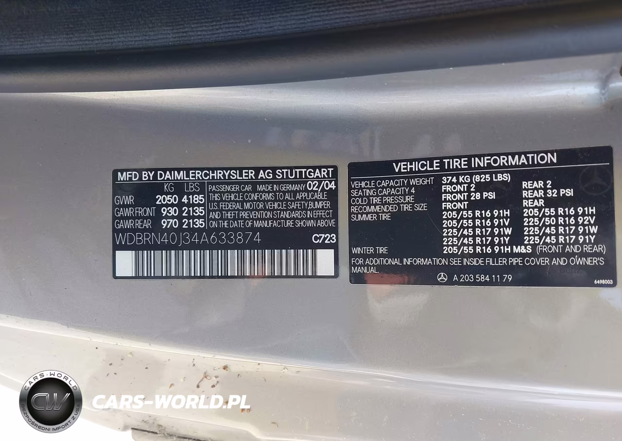2004 Mercedes-Benz C 230 Kompressor Sport VIN:WDBRN40J34A633874 - 9