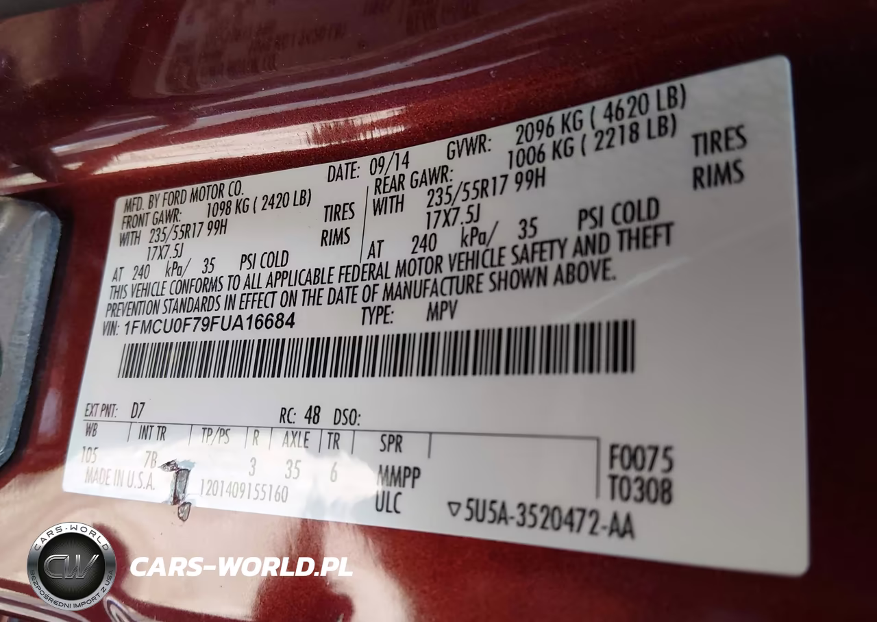 2015 Ford Escape S VIN:1FMCU0F79FUA16684 - 9