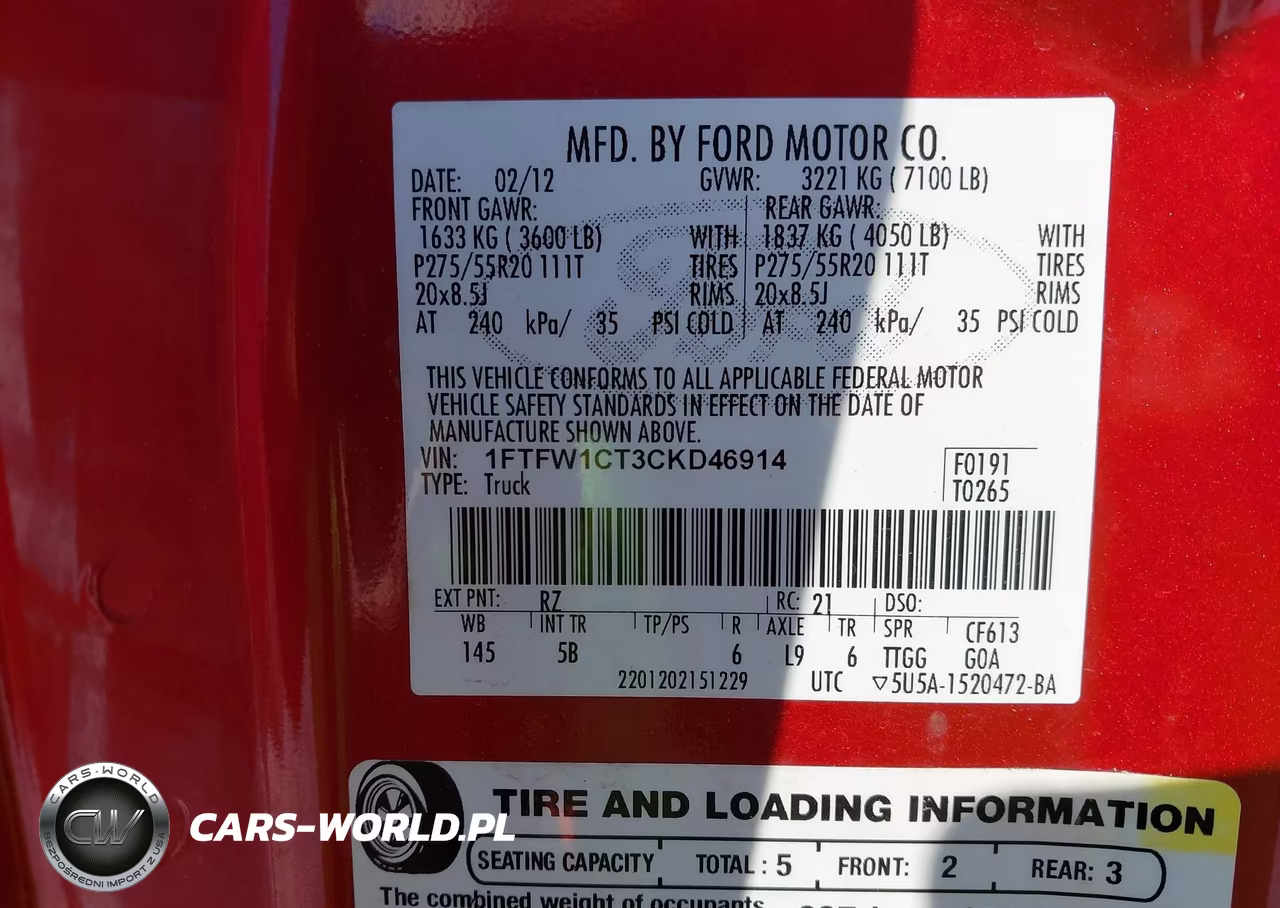 2012 Ford F-150 Fx2 VIN:1FTFW1CT3CKD46914 - 9