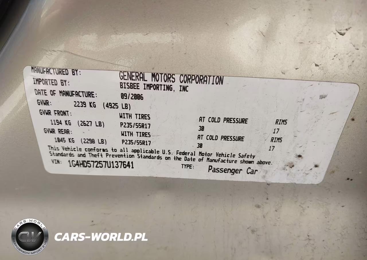 2007 Buick Lucerne Cxl VIN:1G4HD57257U137641 - 9