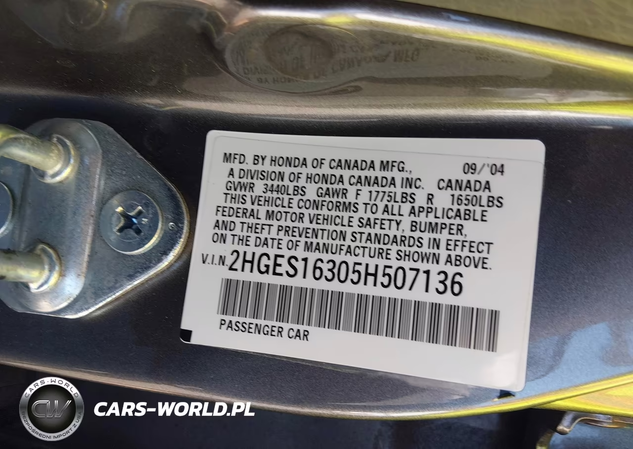 2005 Honda Civic Vp VIN:2HGES16305H507136 - 9