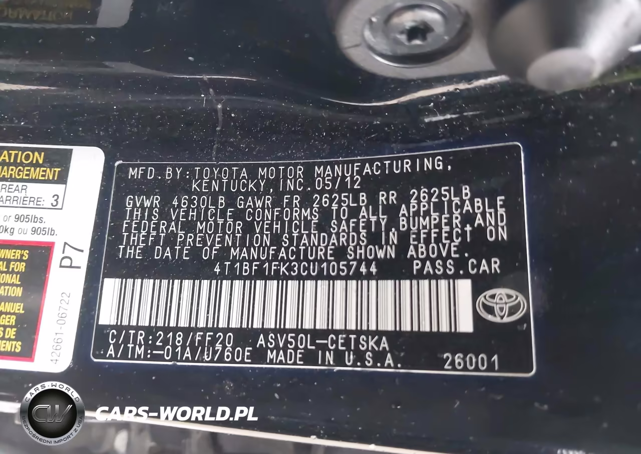 2012 Toyota Camry Se VIN:4T1BF1FK3CU105744 - 9