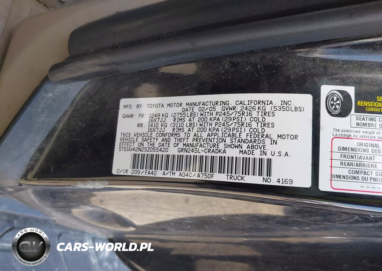 2005 Toyota Tacoma Base V6 VIN:5TEUU42N25Z055420 - 9