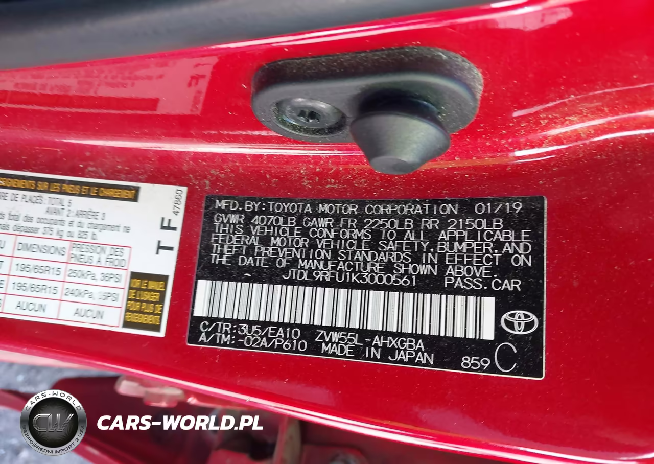 2019 Toyota Prius Xle VIN:JTDL9RFU1K3000561 - 9