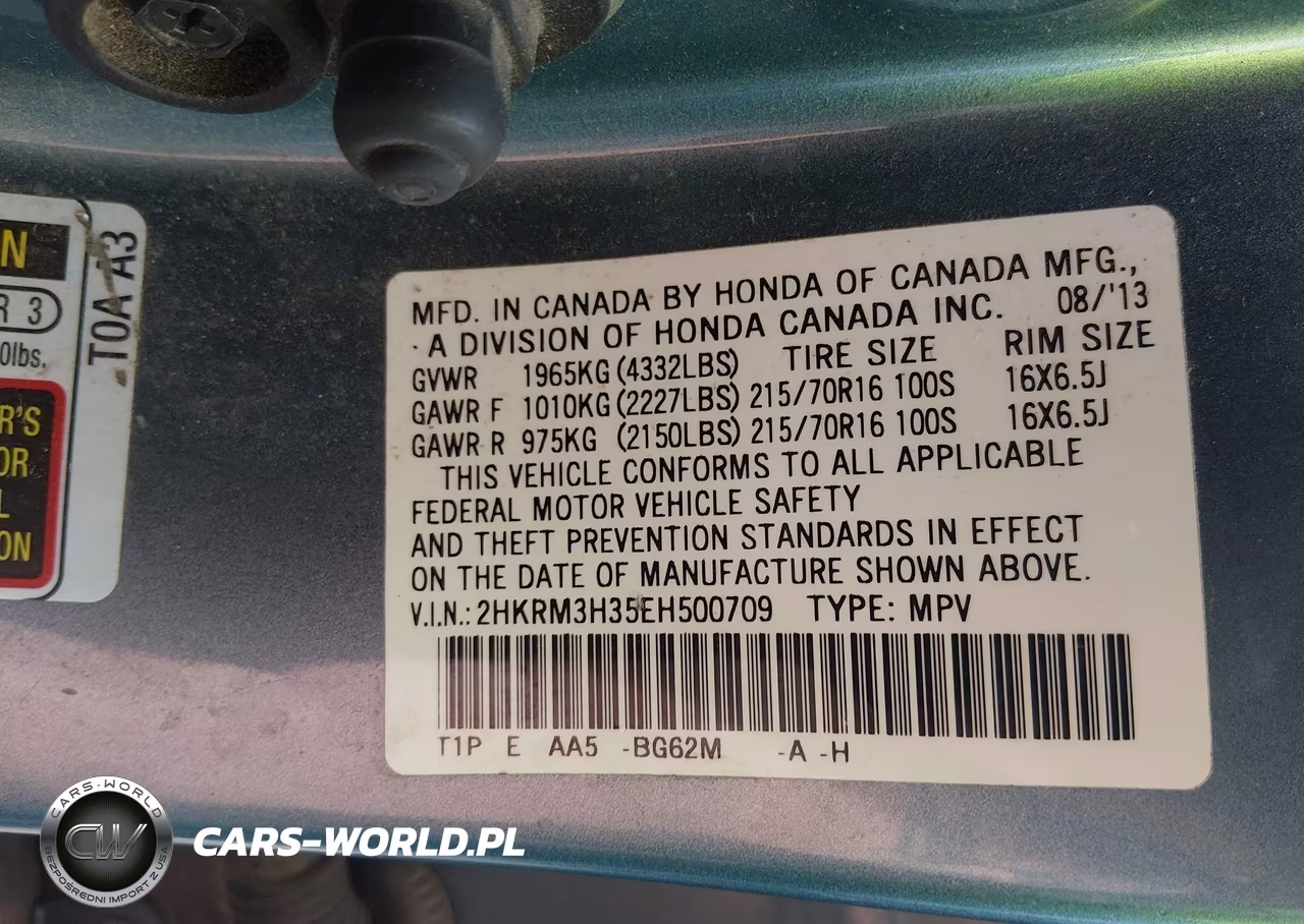 2014 Honda Cr-V Lx VIN:2HKRM3H35EH500709 - 9