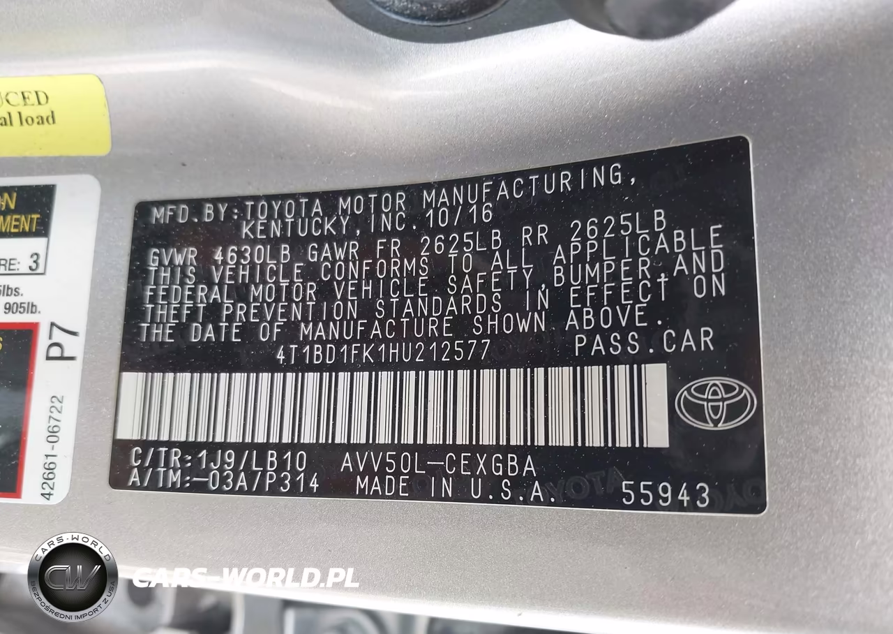 2017 Toyota Camry Hybrid Xle VIN:4T1BD1FK1HU212577 - 9
