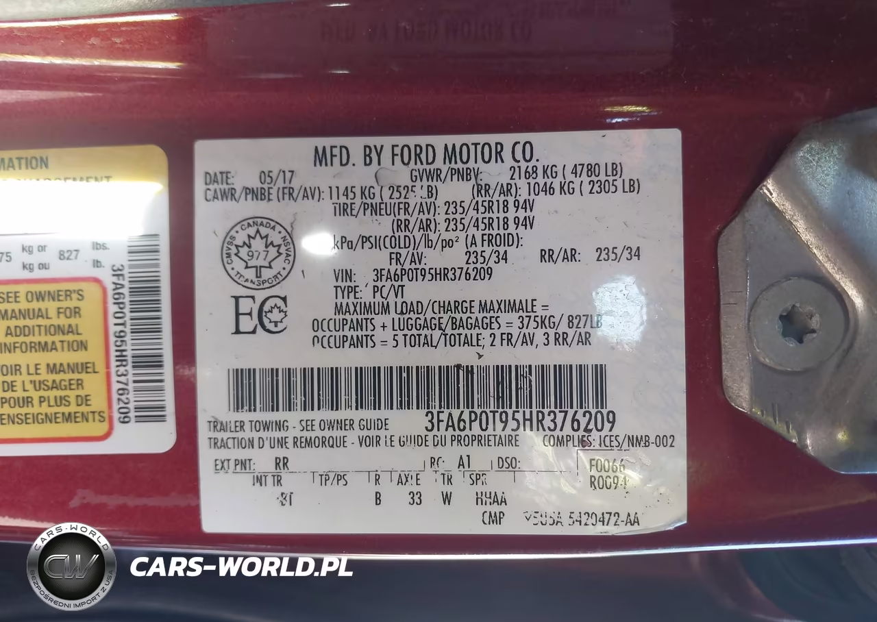 2017 Ford Fusion Se VIN:3FA6P0T95HR376209 - 9