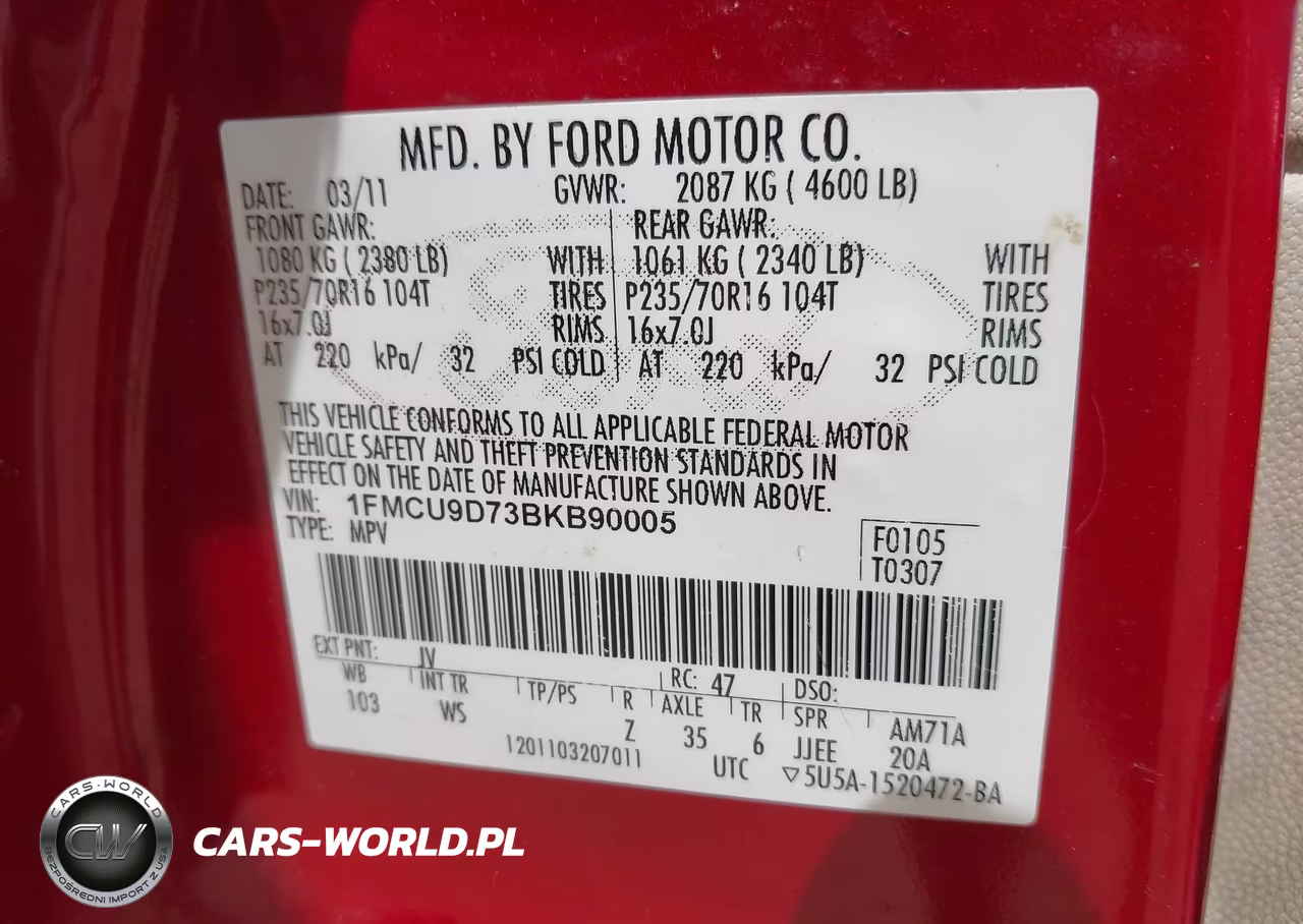 2011 Ford Escape Xlt VIN:1FMCU9D73BKB90005 - 9