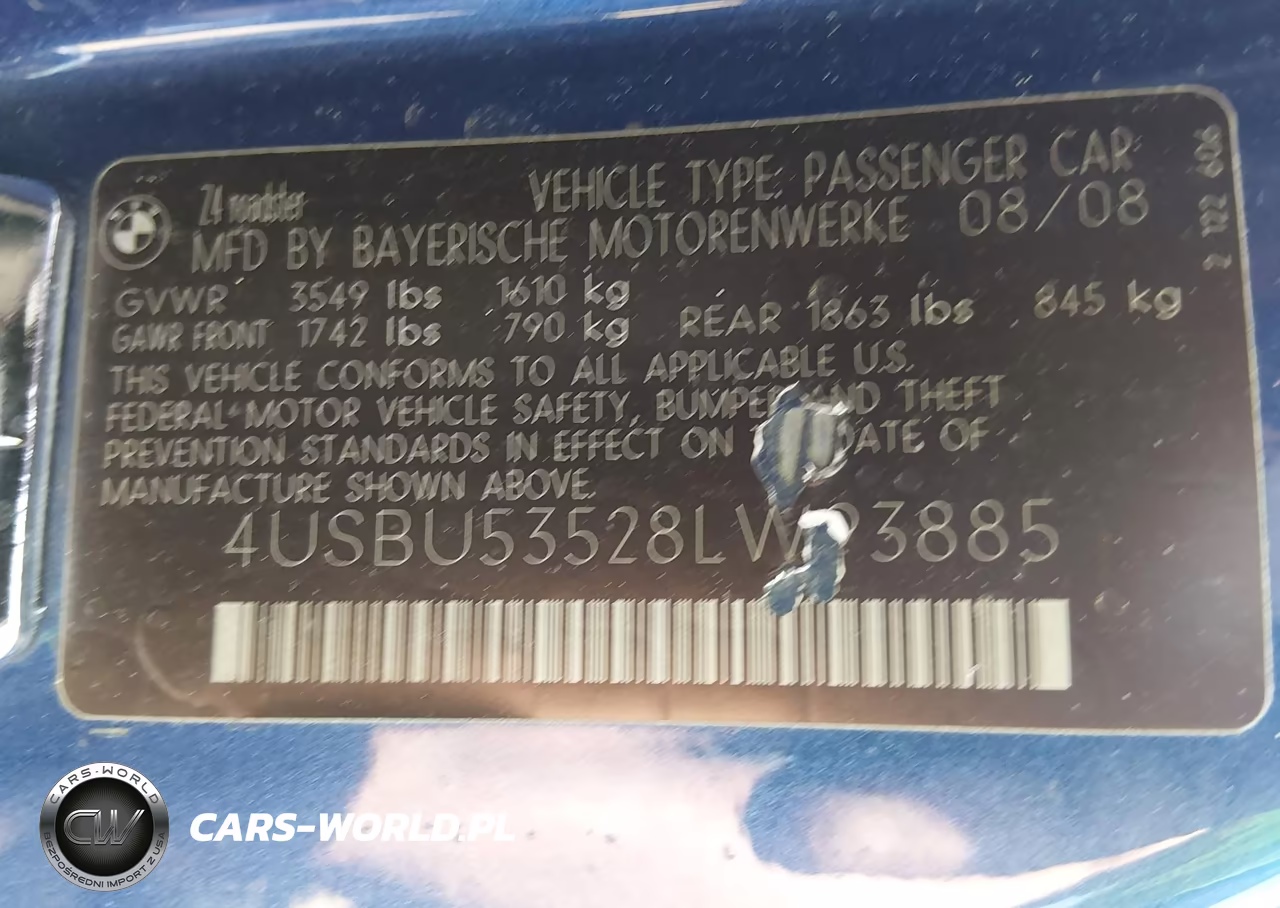 2008 BMW Z4 3.0Si VIN:4USBU53528LW93885 - 9