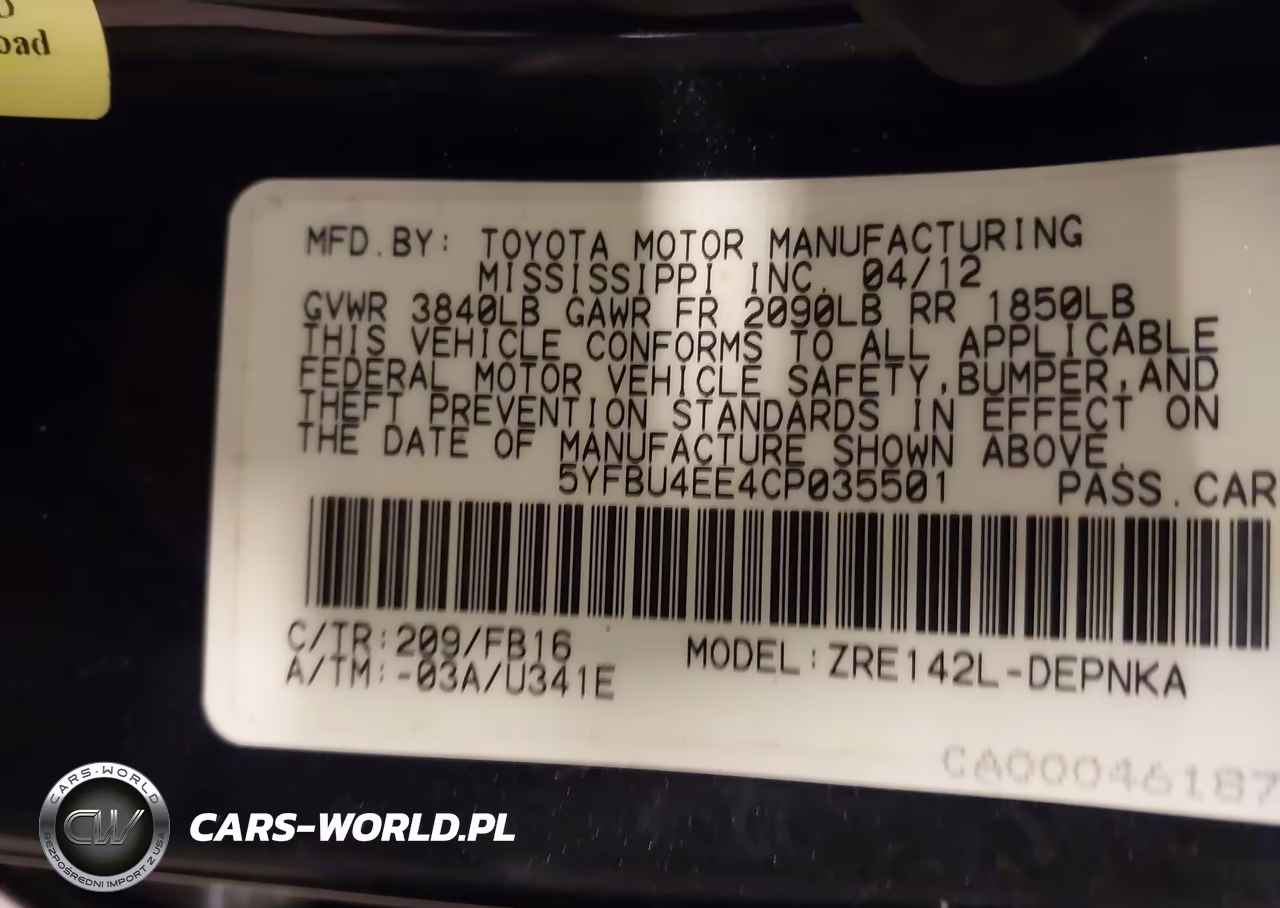 2012 Toyota Corolla Le VIN:5YFBU4EE4CP035501 - 9