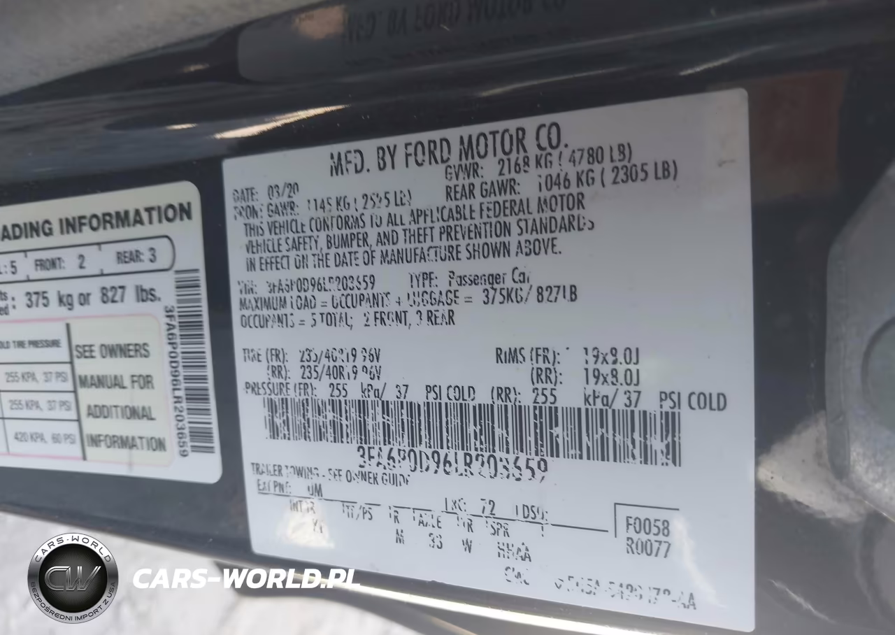 2020 Ford Fusion Titanium VIN:3FA6P0D96LR203659 - 9
