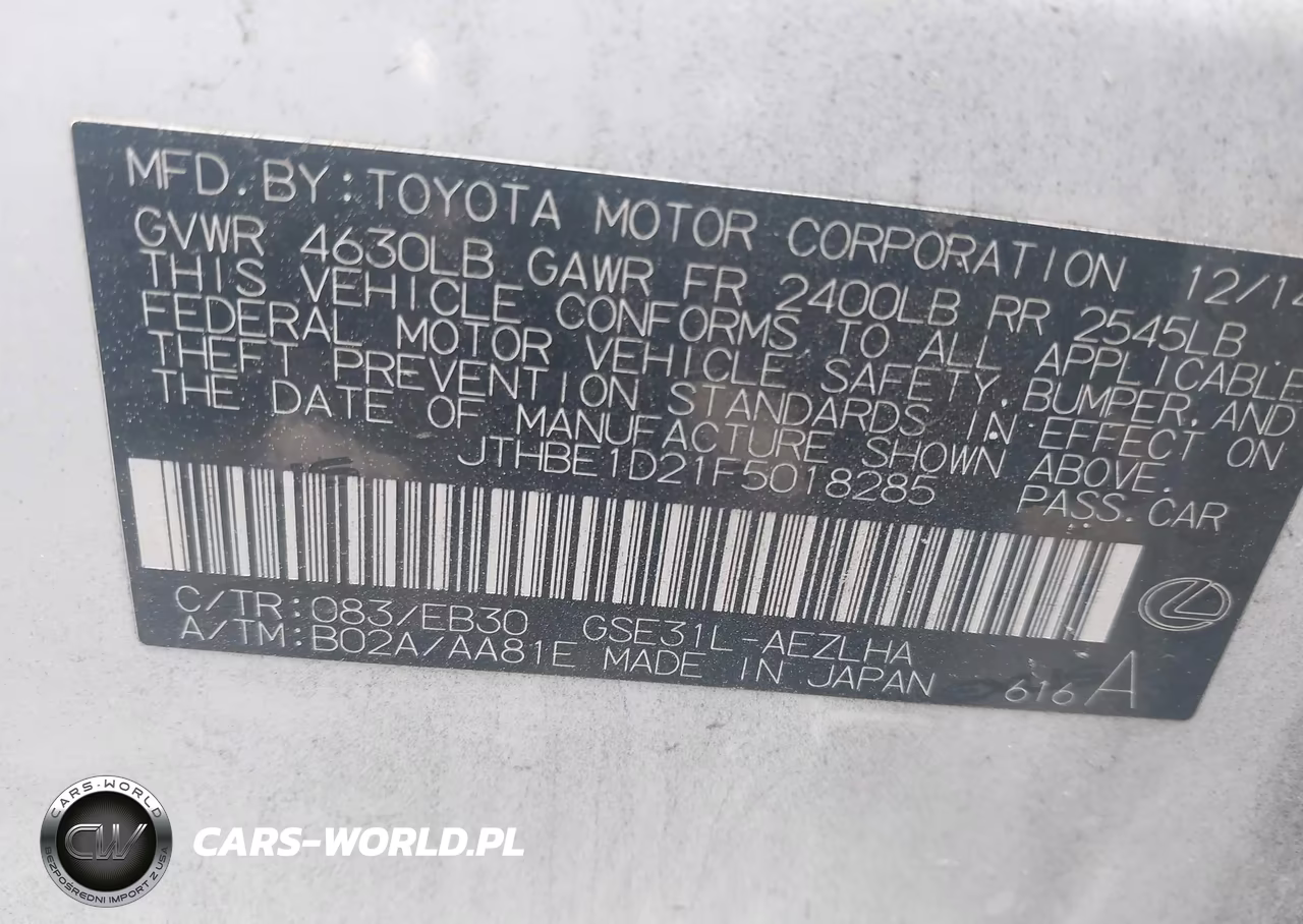 2015 Lexus Is 350 VIN:JTHBE1D21F5018285 - 9
