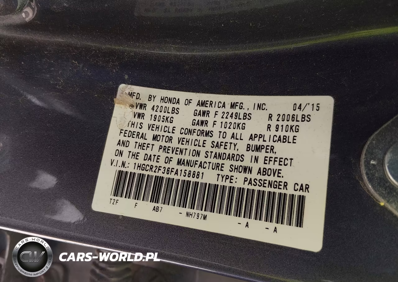 2015 Honda Accord Lx VIN:1HGCR2F36FA158881 - 9